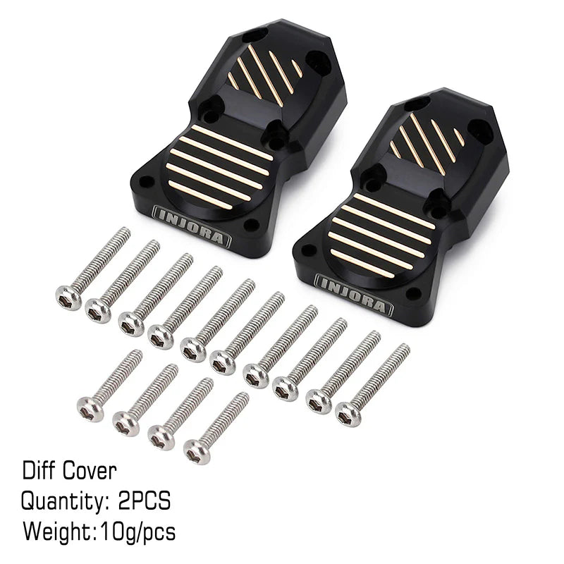 INJORA 2pcs 10g/pcs Black Brass Diff Covers for Axial SCX24 AX24