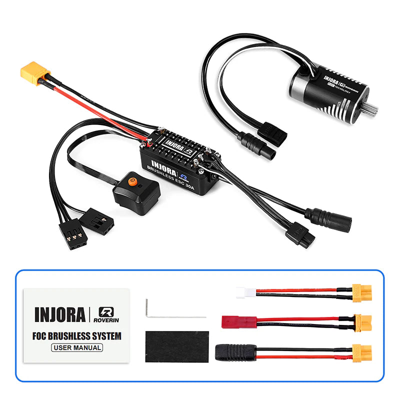 INJORA Roverin FOC Sensored Brushless ESC & Motor Combo for 1/18 TRX4M Ascent18 (4800Kv)