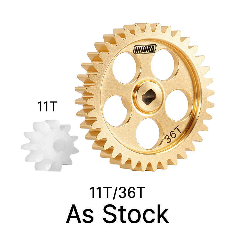INJORA Brass Transmission Main Gear with Plastic Motor Pinion for Losi Micro-B Micro-T