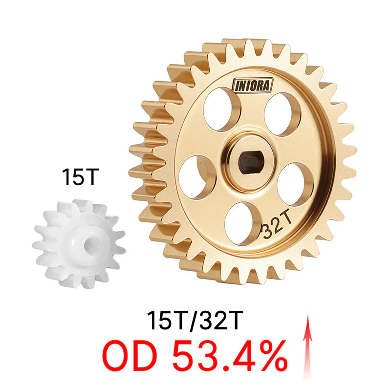 INJORA Brass Transmission Main Gear with Plastic Motor Pinion for Losi Micro-B Micro-T