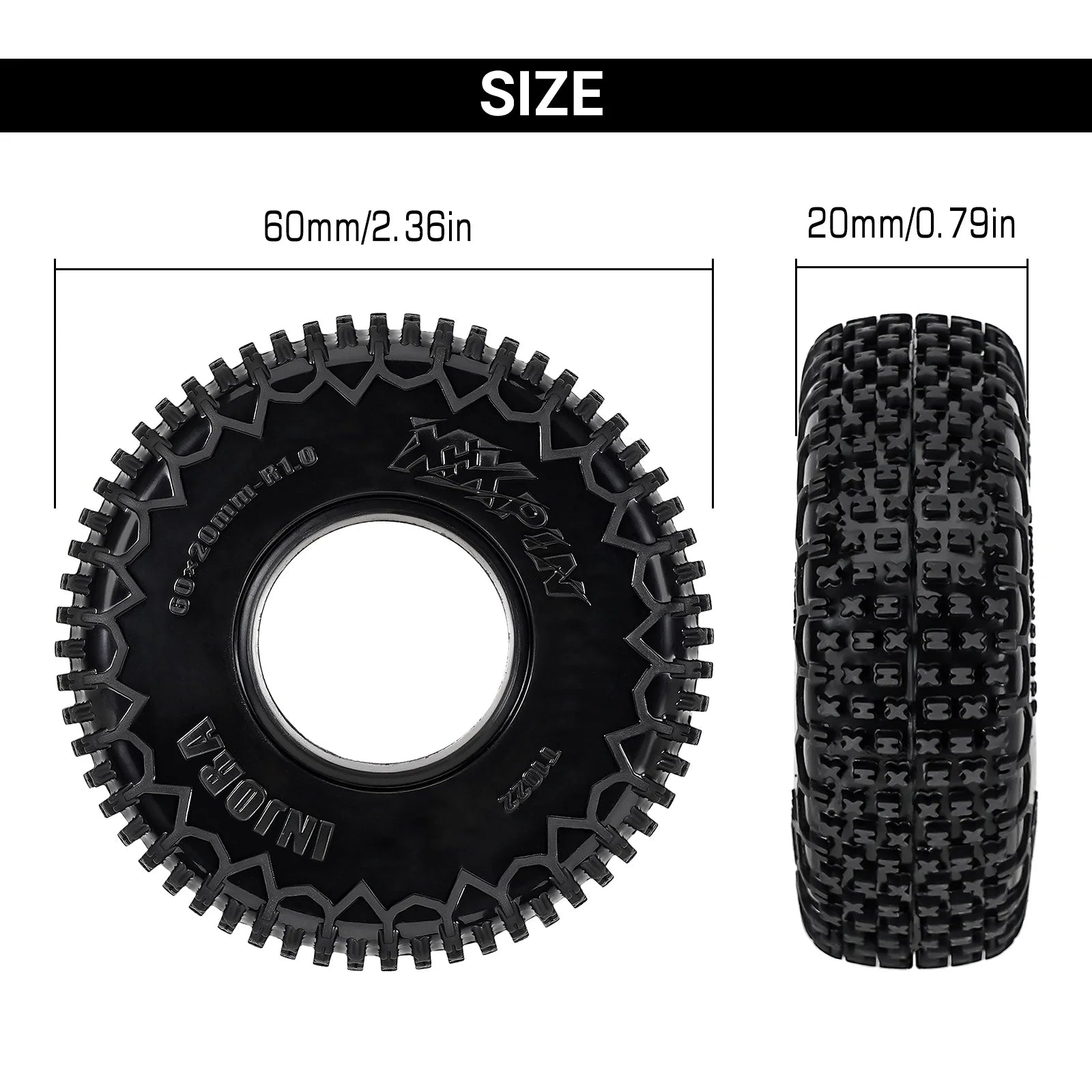INJORA 1.0" XHX Pin Tires (4) (60*20mm)