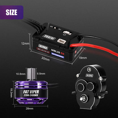 INJORA MBL32 G2 Waterproof Brushless ESC & 2204 Fat Viper Motor for 1/18 TRX4M