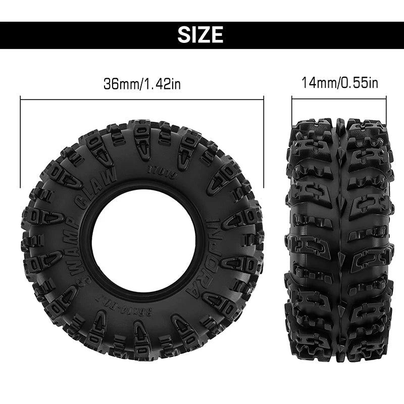 INJORA 0.7" 36*14mm Swamp Claw Tires For 1/30 SCX30 (T7019) (4)