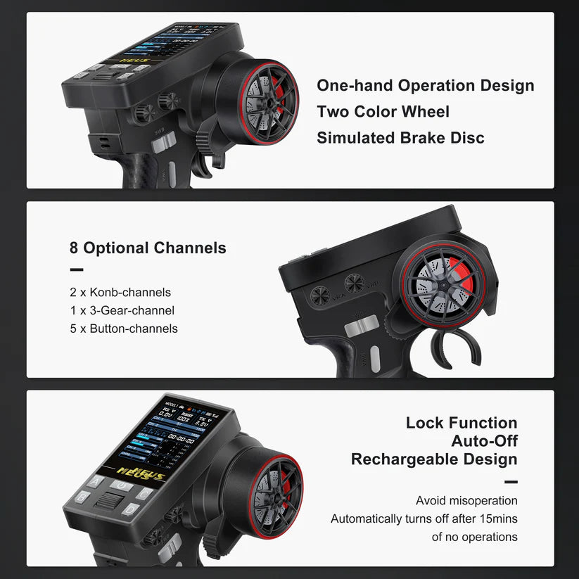 MEUS Racing ME-8B RC Transmitter 8CH 2.4GHz & Receiver with Coach Mode for 1/8 1/10 1/18 1/24 TRX4 TRX4M SCX10 SCX24