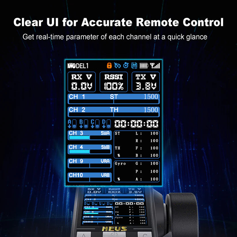 MEUS Racing ME-8B RC Transmitter 8CH 2.4GHz & Receiver with Coach Mode for 1/8 1/10 1/18 1/24 TRX4 TRX4M SCX10 SCX24