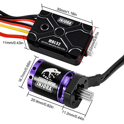 INJORA Micro Brushless MBL32 ESC & 1721 Purple Viper Motor for 1/24 SCX24