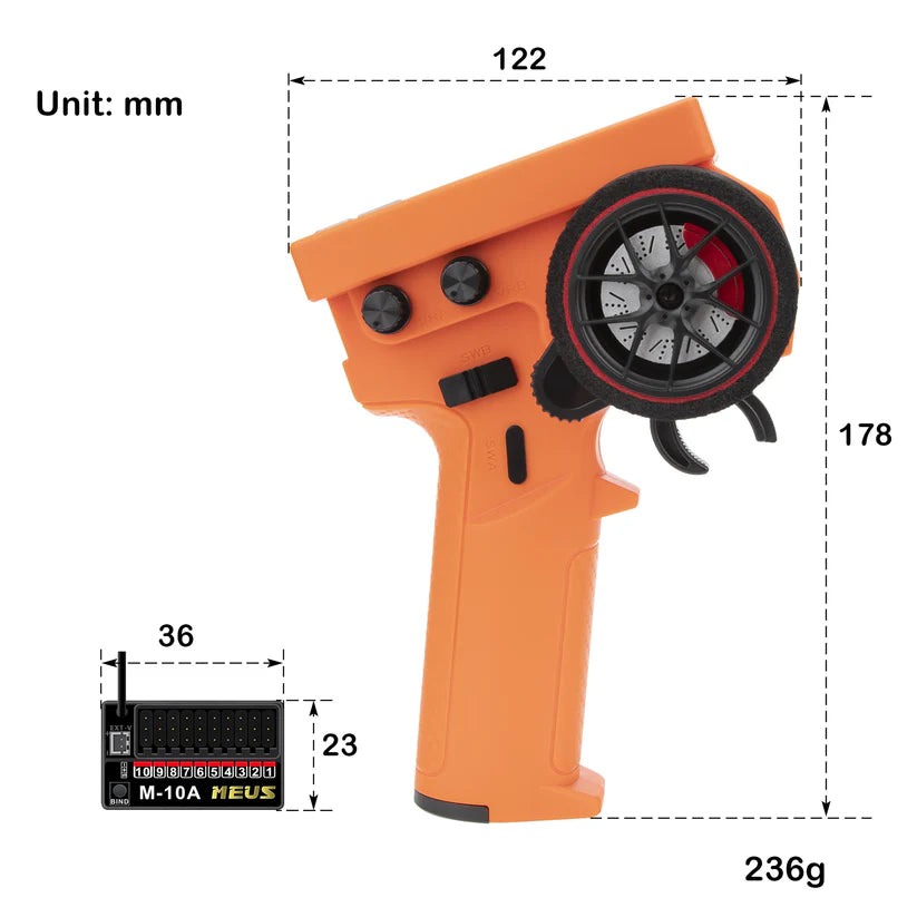 MEUS Racing ME-8B RC Transmitter 8CH 2.4GHz & Receiver with Coach Mode for 1/8 1/10 1/18 1/24 TRX4 TRX4M SCX10 SCX24