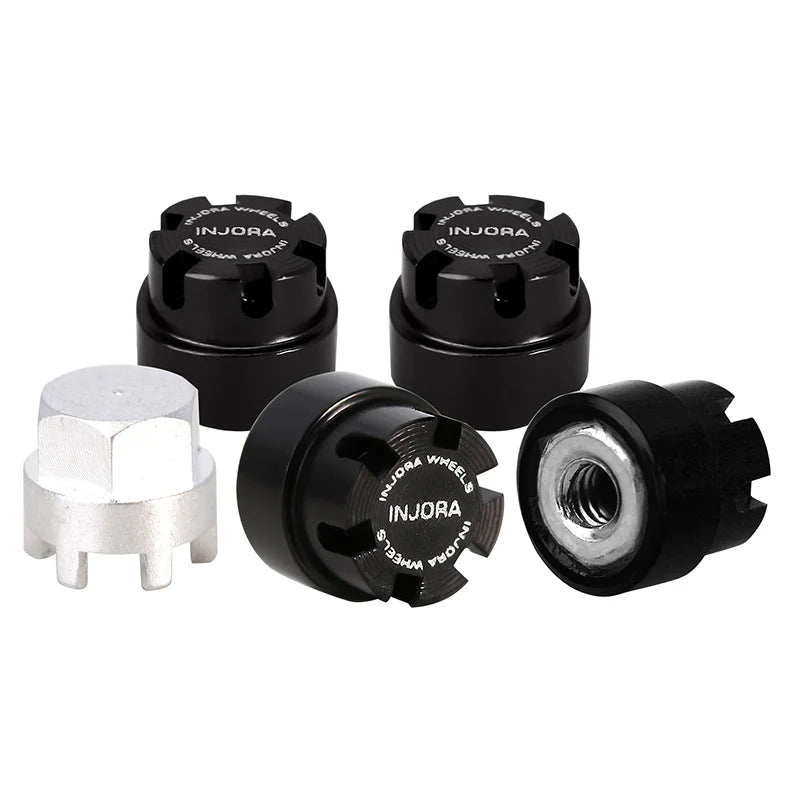 INJORA M2 Wheel Nuts CNC Aluminum Cap Locking Nuts for 1/24 SCX24 AX24 FCX24M