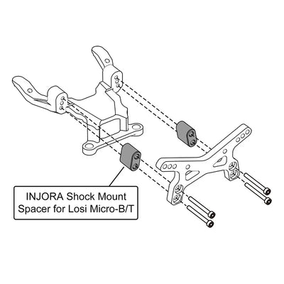 INJORA Aluminum Spacers For Losi Micro-B Micro-T Front Shocks