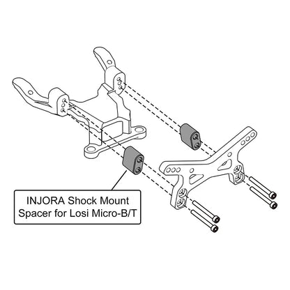 INJORA Aluminum Spacers For Losi Micro-B Micro-T Front Shocks
